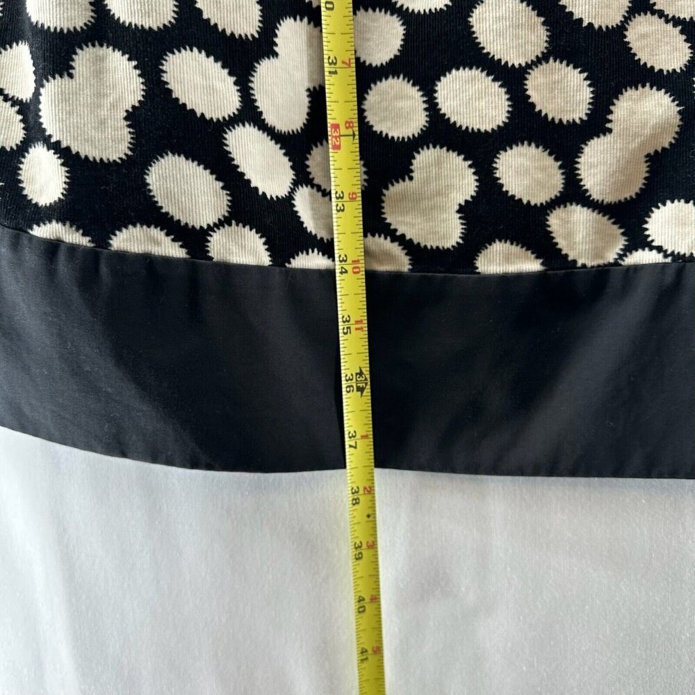 Leifnotes Mini Dress Women Sz 12 Corduroy Sleeveless Lined Polka Dot Black Cream - Picture 13 of 13